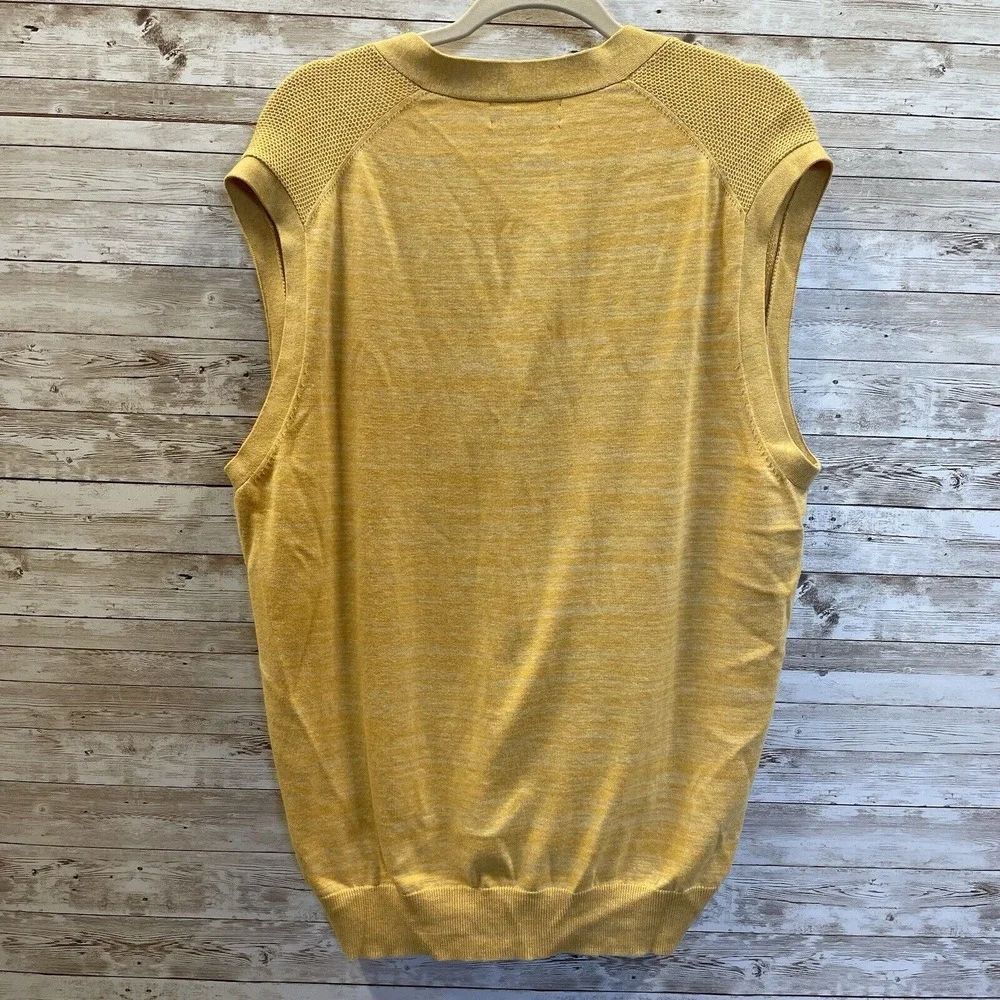 Brooks Brothers Mens XL Vest Yellow Supima Cotton Waffle Knit‎ Sweater Button Up